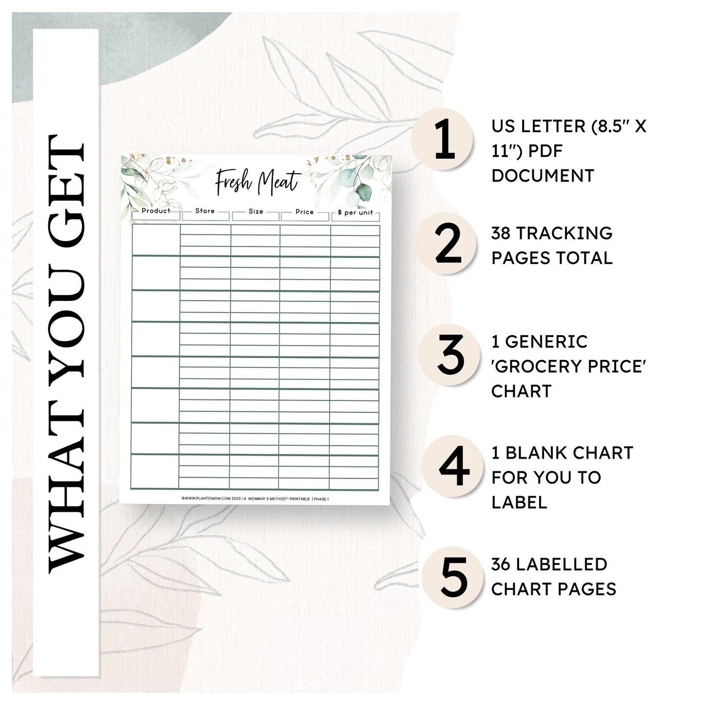 Grocery Assistant - Eucalyptus - Printable PDF - US LETTER