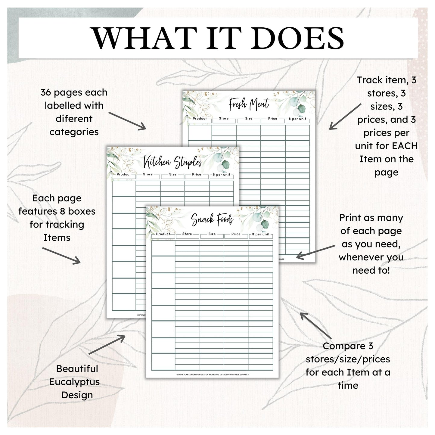 Grocery Assistant - Eucalyptus - Printable PDF - US LETTER