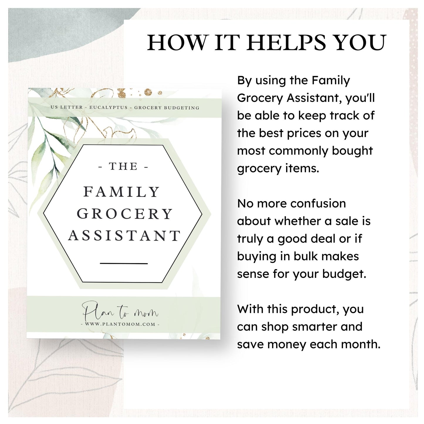 Grocery Assistant - Eucalyptus - Printable PDF - US LETTER