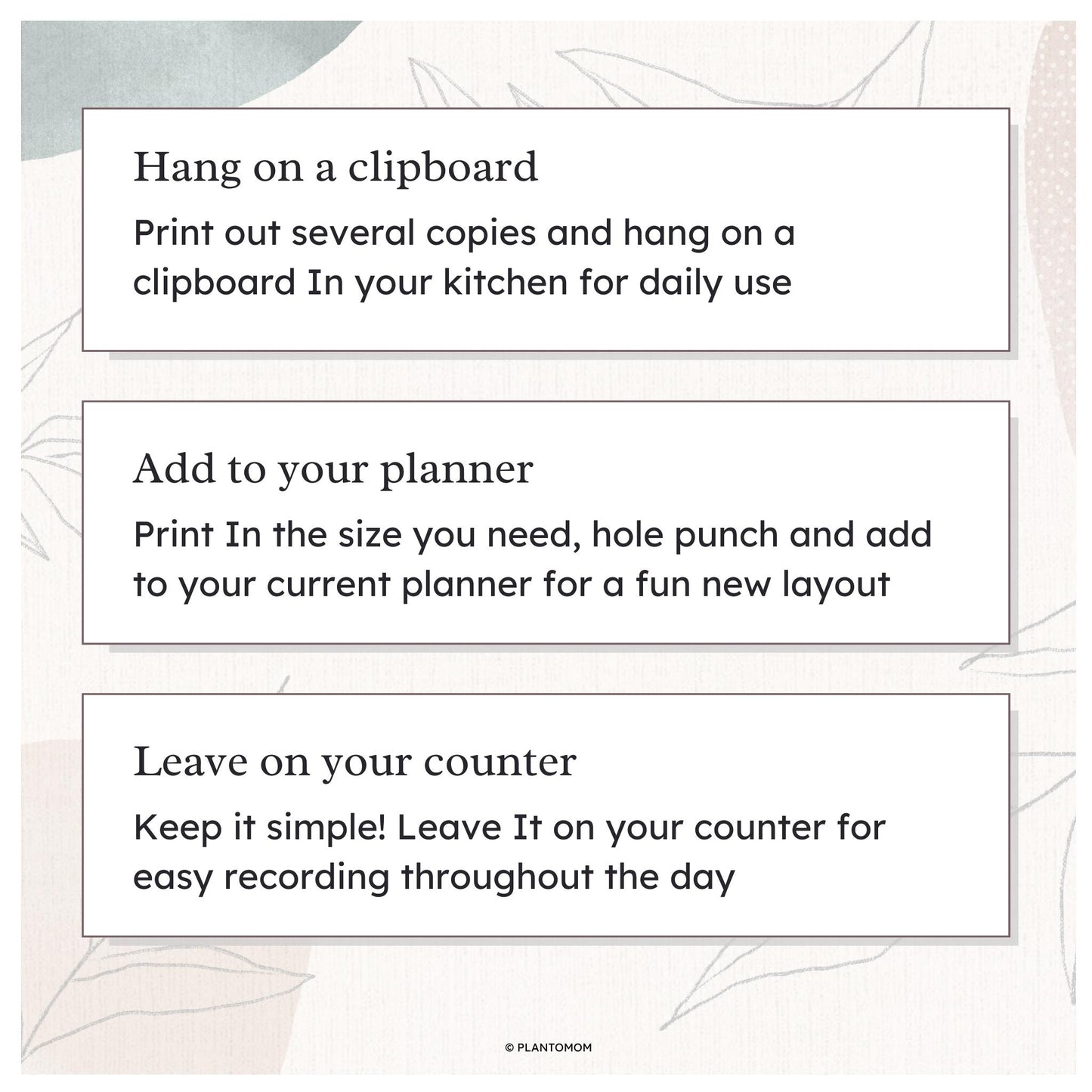 Today's Plans Layout #1A - Printable Daily Planner PDF