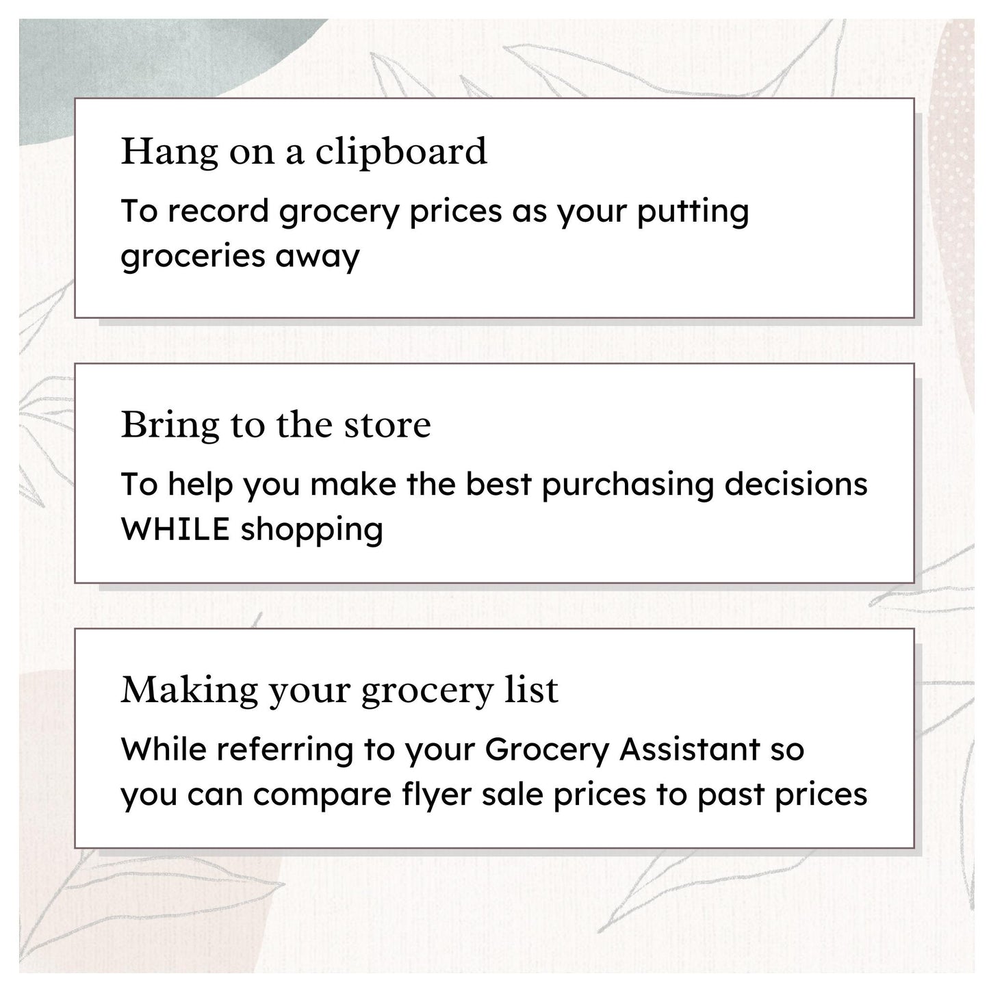 Grocery Assistant - Eucalyptus - Printable PDF - US LETTER