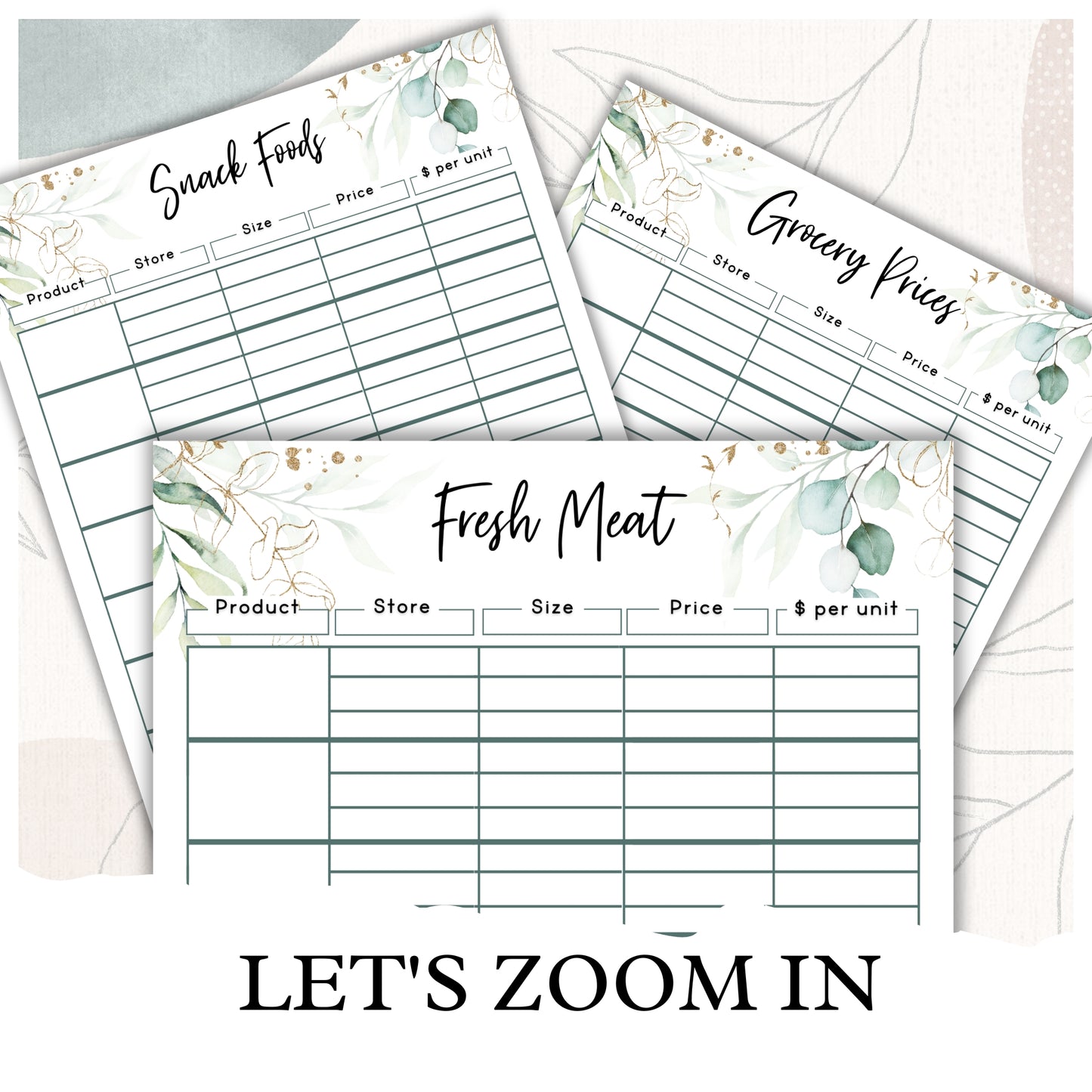 Grocery Assistant - Eucalyptus - Printable PDF - US LETTER