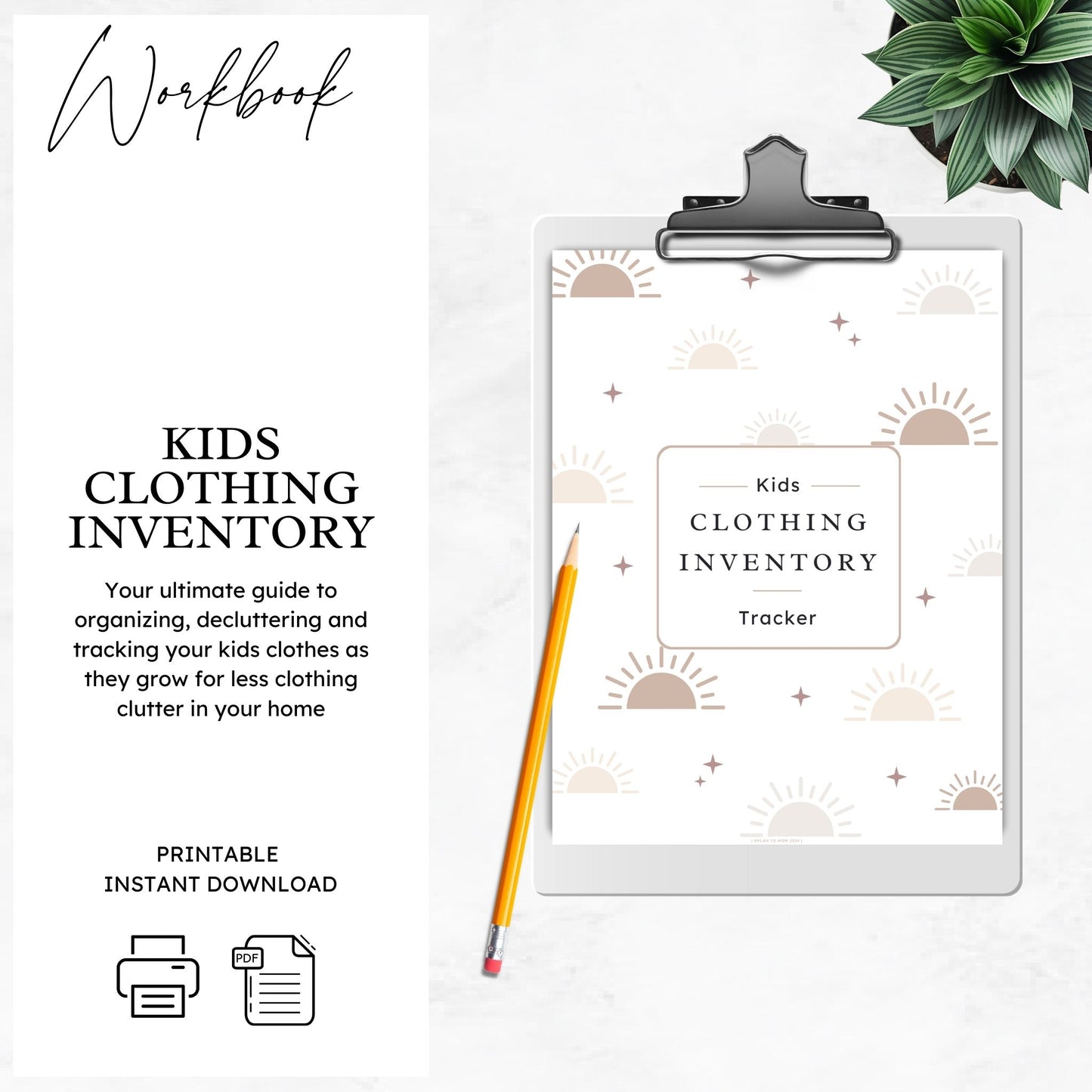 Kids Clothing Inventory Tracker Printable Workbook