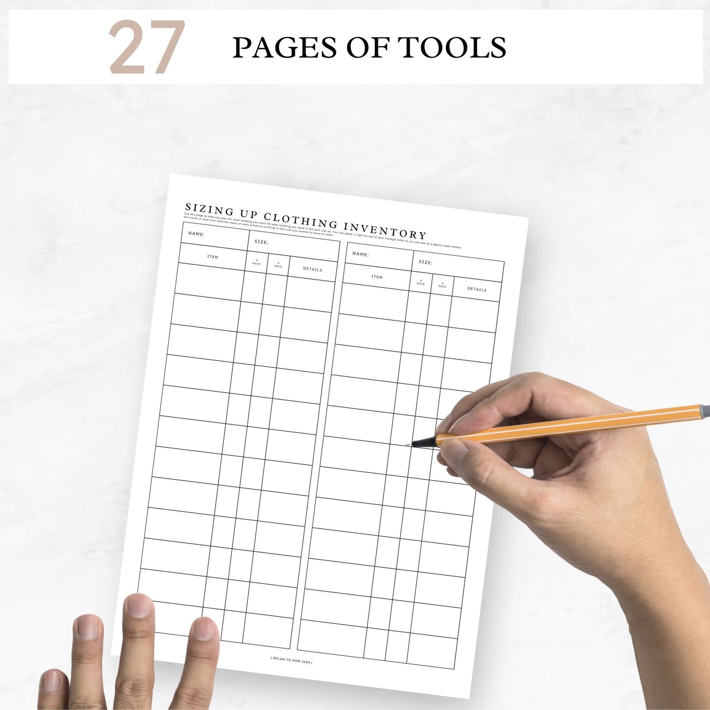 Kids Clothing Inventory Tracker Printable Workbook