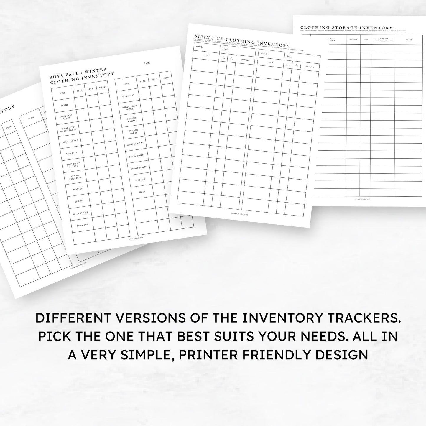 Kids Clothing Inventory Tracker Printable Workbook