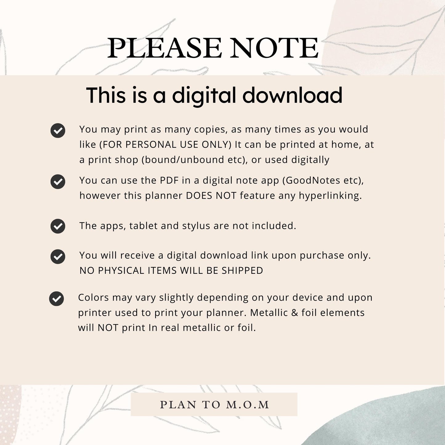PRINTABLE DAILY PLANNER BUNDLE OF 5 - US LETTER COLOR 'MY DAY' LAYOUT
