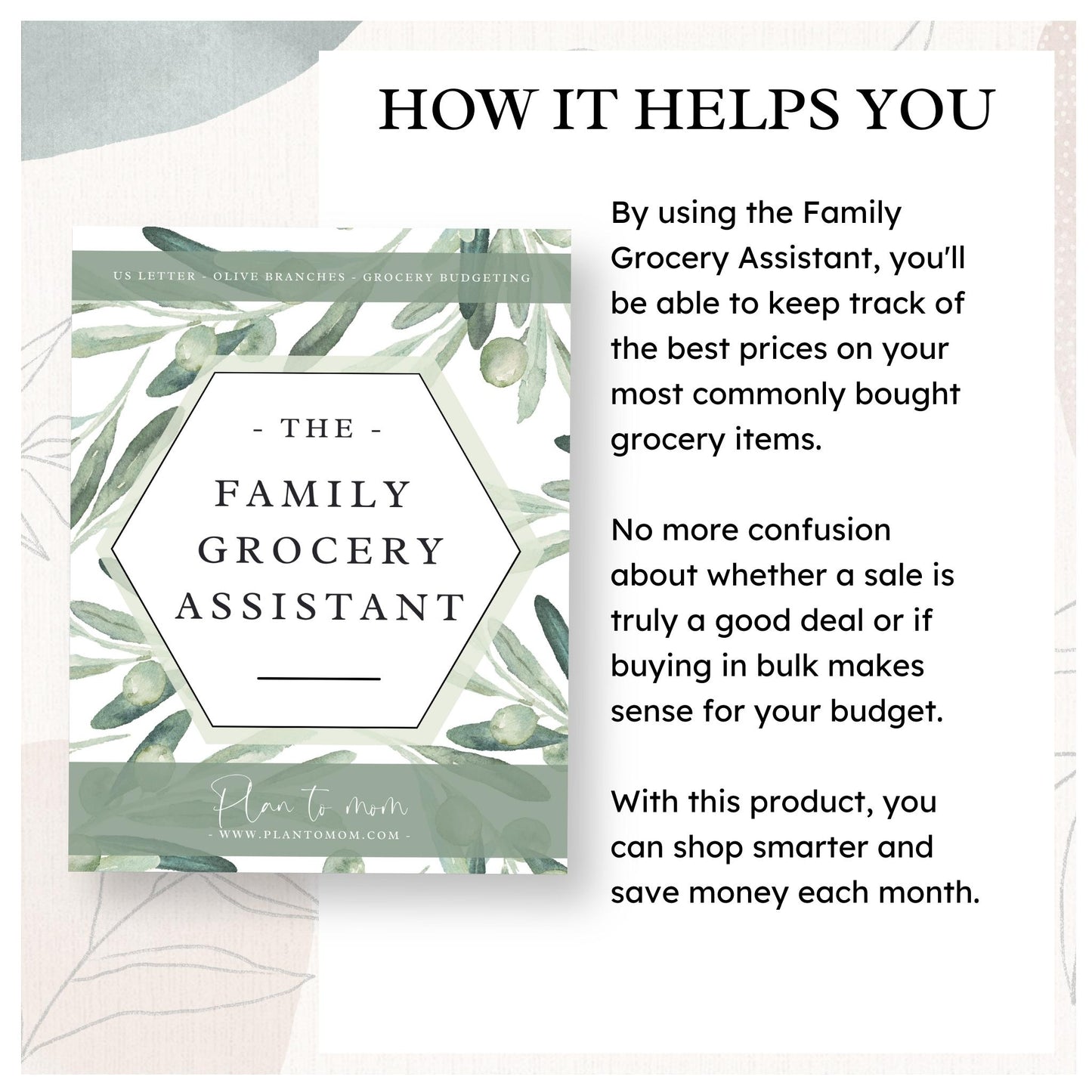 Grocery Assistant - Olive Branches - Printable PDF - US LETTER