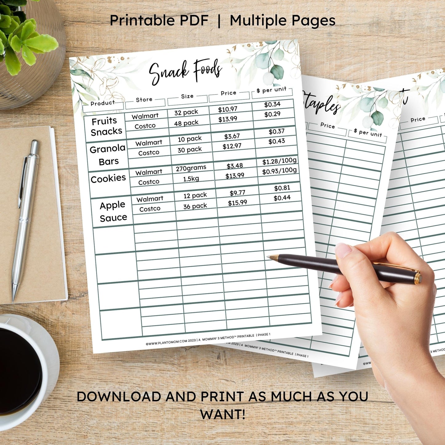 Grocery Assistant - Eucalyptus - Printable PDF - US LETTER