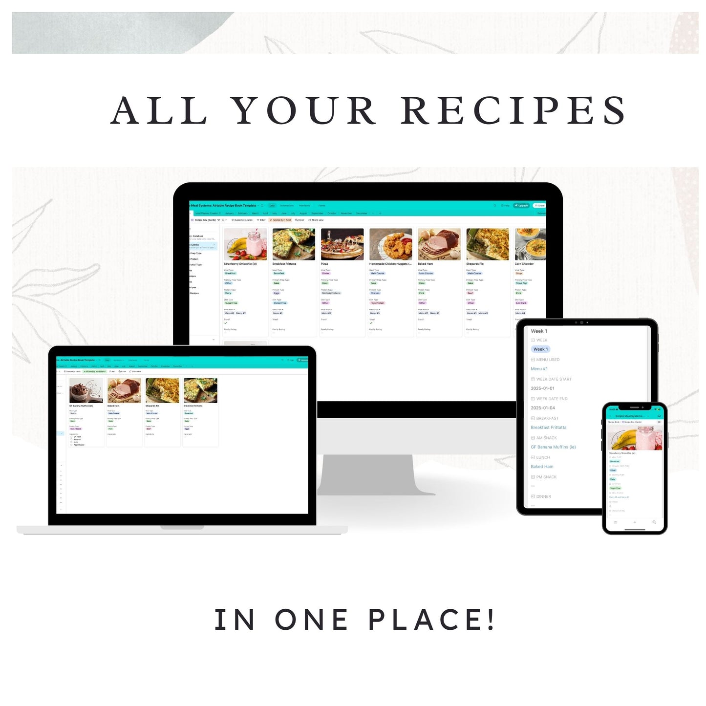 Airtable Meal Planning: Simple Meal Systems Recipe Book Template