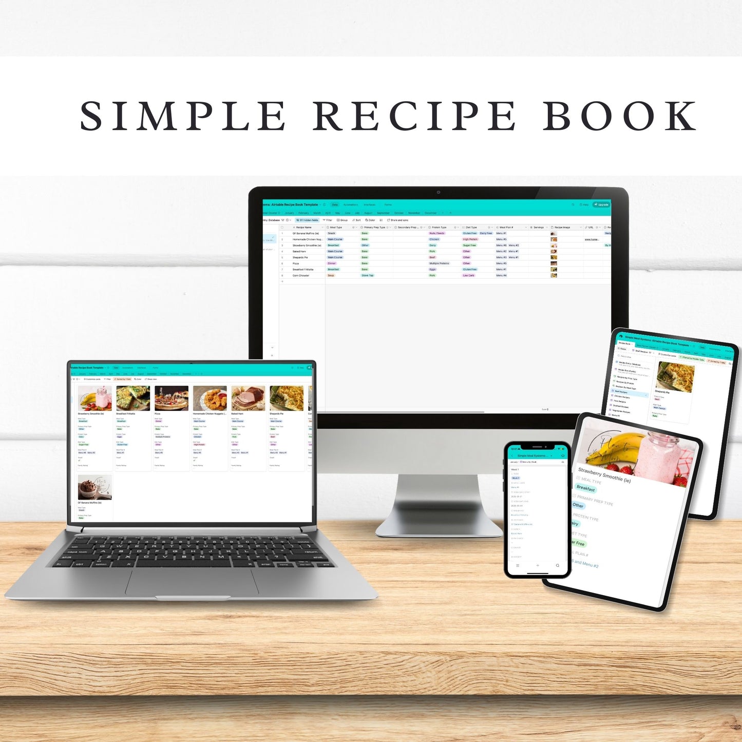 Airtable Meal Planning: Simple Meal Systems Recipe Book Template
