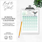 mockup image of a clipboard. On the clipboard is a mockup image of the back to school countdown calendar. Text on image states school countdown calendar ombre calf